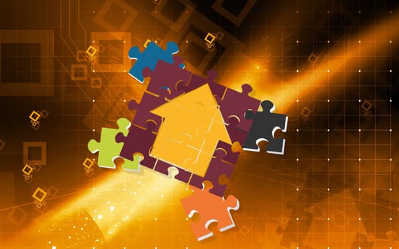 Illustration of arrow making jigsaw