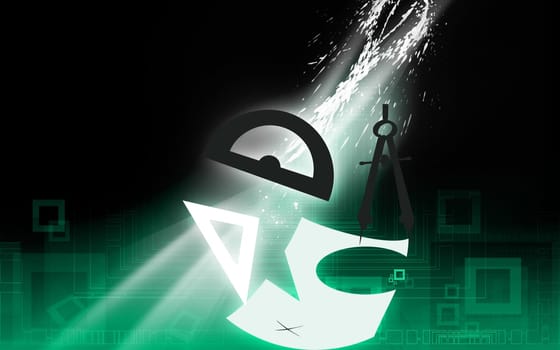 protractor, setsquare and divider