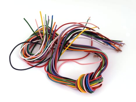 Close up of multicoloured six amp electrical wire