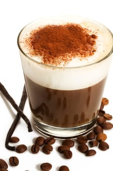 Espresso with milk foam beans vanilla