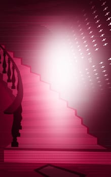 Illustration of a staircase in a house