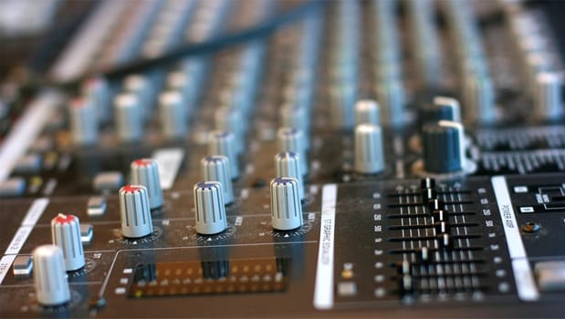 Audio mixing table - shallow DOF