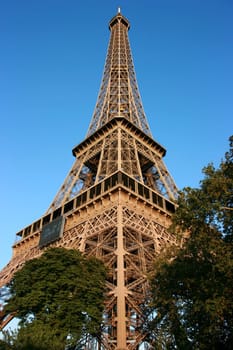 Diagonal view of the Eiffel Tower