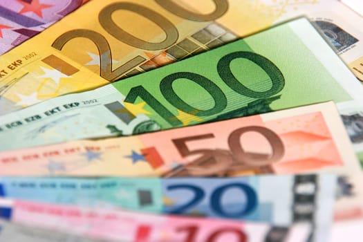Euro banknotes, close-up