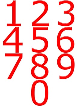 3D Red Numbers