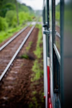 Fast riding a train with motion blur