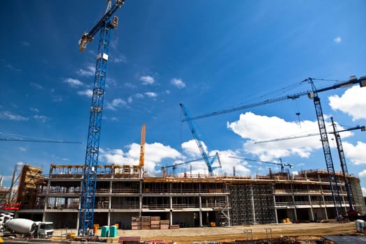 Construction site of football stadium in