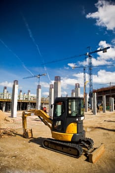 Construction site of football stadium in