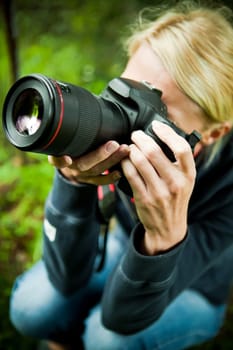 Nature photographer at work