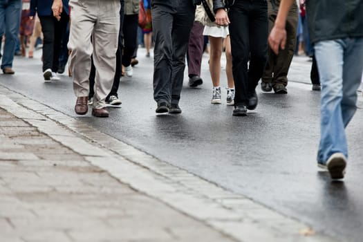 Crowd walking - group of people