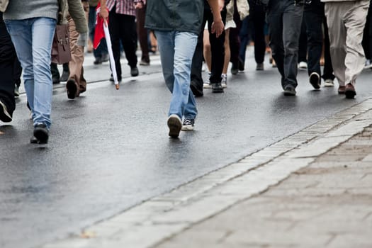 Crowd walking - group of people