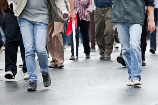 Crowd walking - group of people