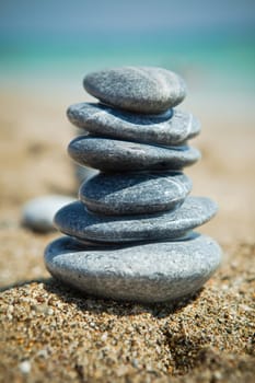 Stone stacks on pebble beach