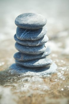 Stone stacks on pebble beach