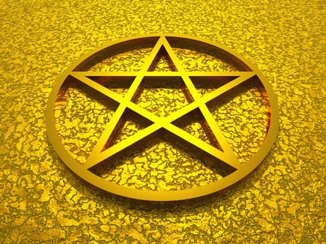 3D gold pentagram