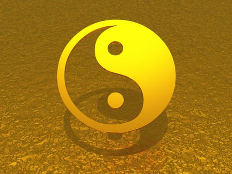Yin Yang gold floating