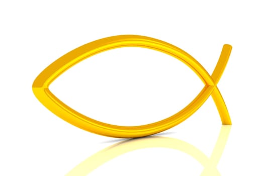 3D ICHTHYS Gold - Abstract Fish Symbol