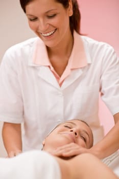 Body care - woman at cleavage massage