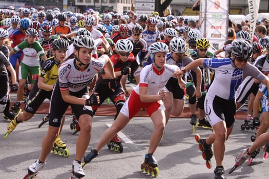 Inline skaters at the Cologne Marathon