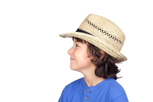 Funny child with straw hat