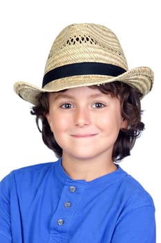 Funny child with straw hat