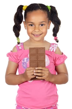 adorable girl eating chocolate