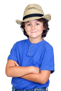 Funny child with straw hat
