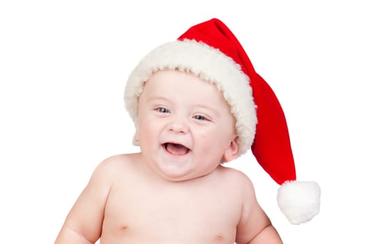 Beautiful baby with blue eyes and Christ