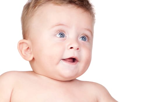 Beautiful blond baby with blue eyes