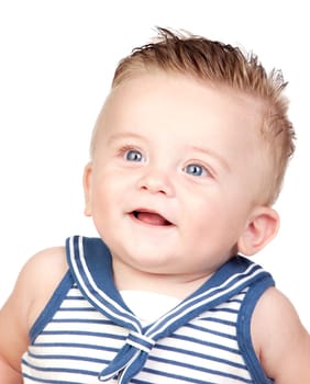 Beautiful blond baby with blue eyes