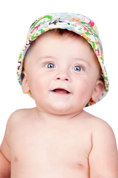 Beautiful blond baby with blue eyes