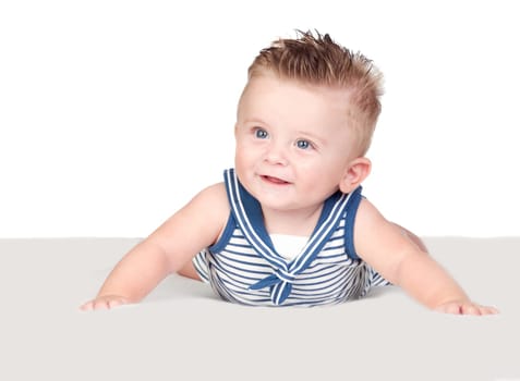 Beautiful blond baby with blue eyes