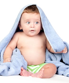 Beautiful baby with blue eyes