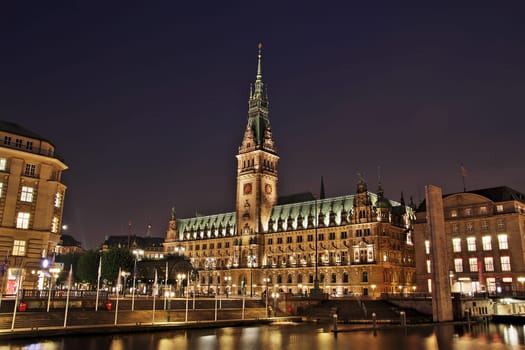 Hamburg City Hall at night