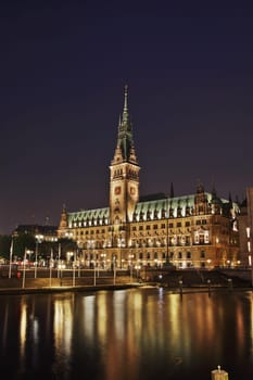 Hamburg City Hall at night
