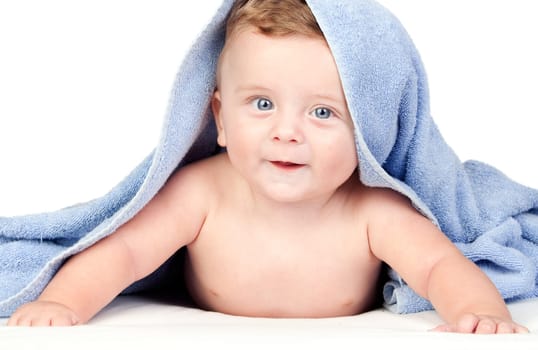 Beautiful baby with blue eyes