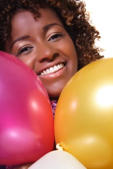 Woman with balloons