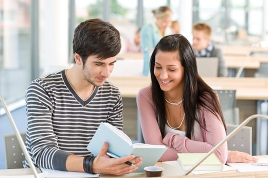 High school - two students read book