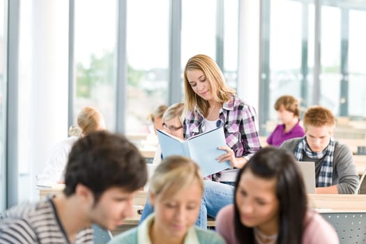 High school - students read book