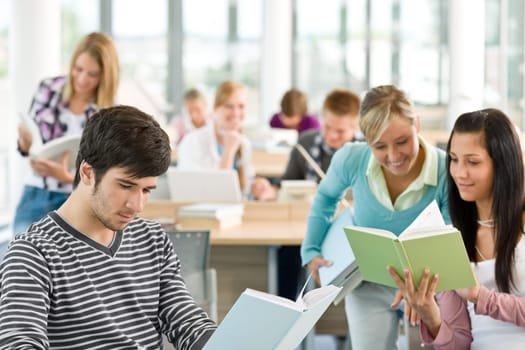 High school - two students read book