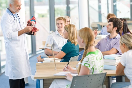 Medicine students with professor