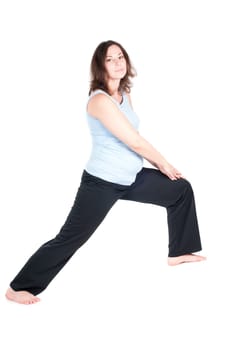 Portrait of pretty pregnant woman baby clothes