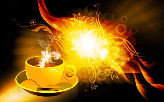 Illustration of a cup of hot coffee