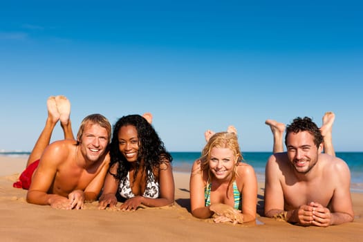 Friends on vacation at the beach