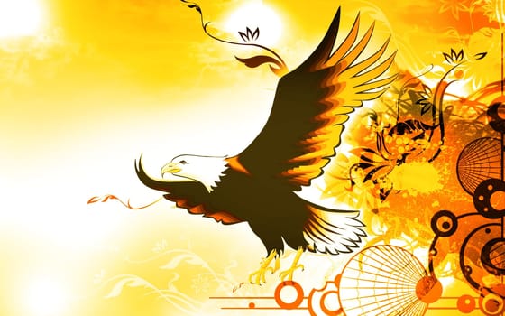 Illustration of an eagle with wings open