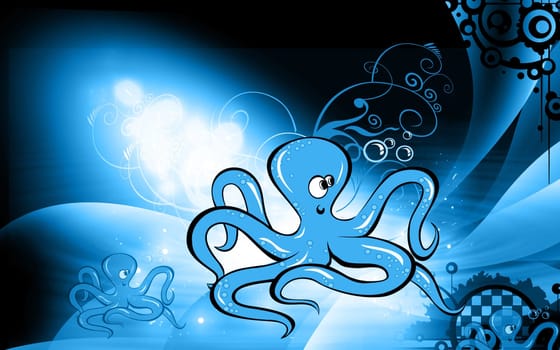 octopus crawling underwater