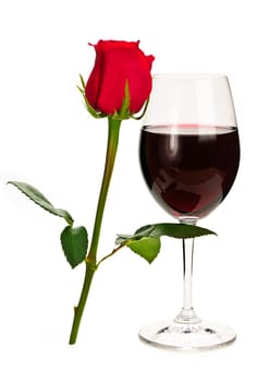 Wine with red rose