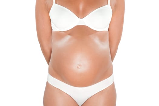 Pregnant woman belly detail