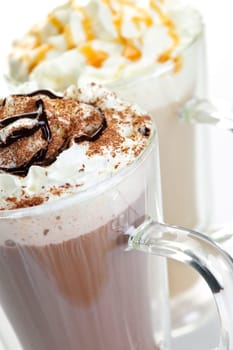 Hot chocolate and coffee beverages
