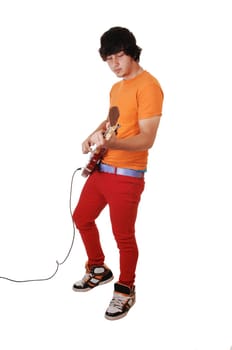 Teen boy with guitar.